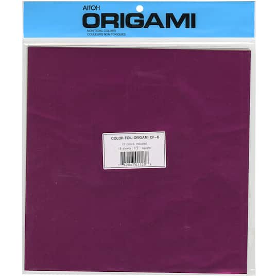Aitoh 9.75&#x22; Assorted Foil Origami Paper, 18 Sheets